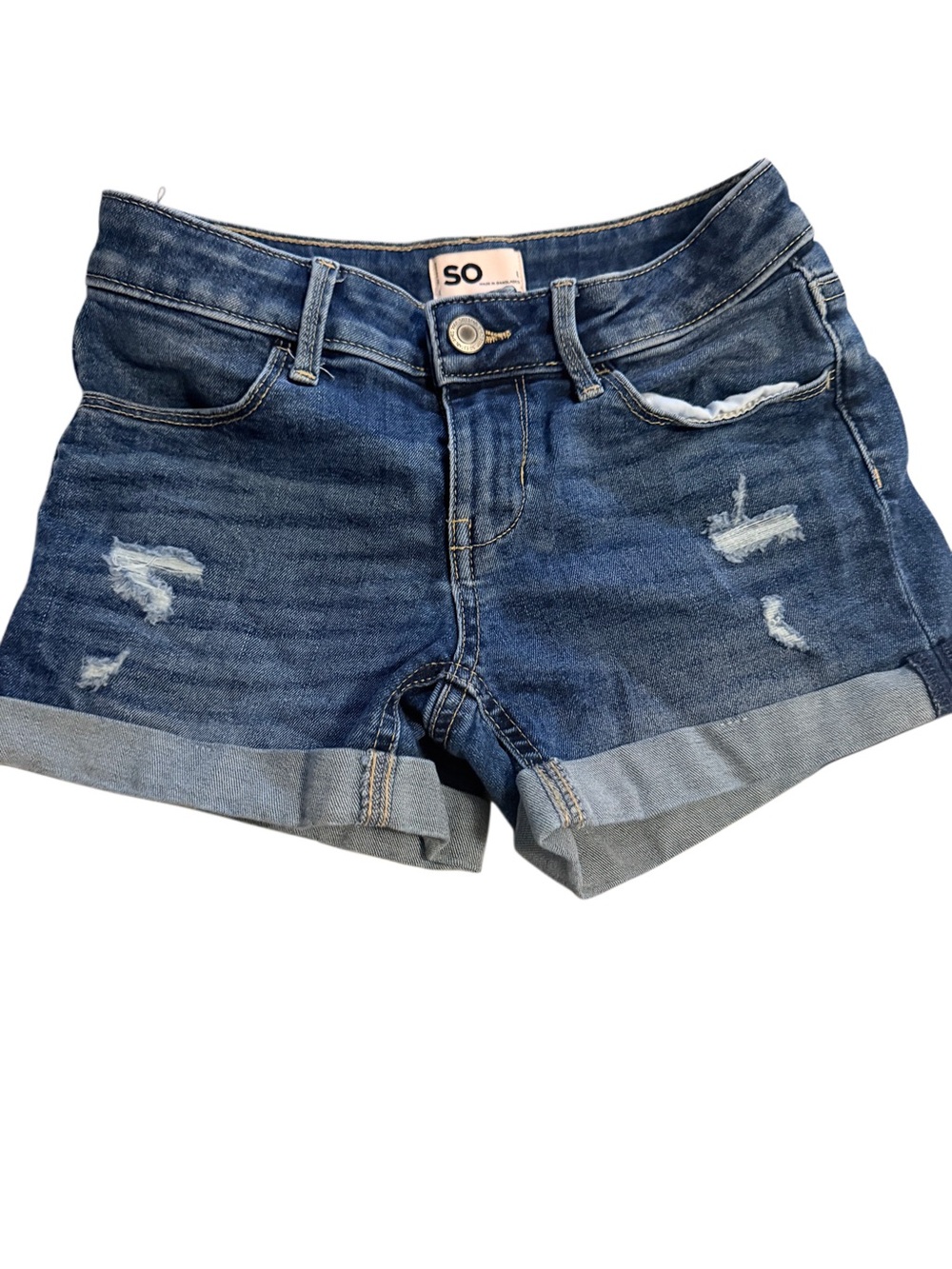 W
NWOT SO girl’s Dark Blue Distressed Denim Shorts